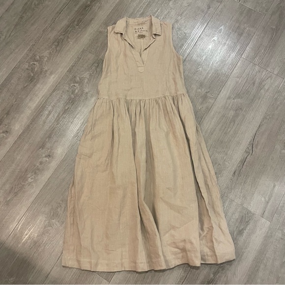NWOT Frank & Eileen Daphne Popover Sleeveless Shirtdress In Sand Linen (tan) - Picture 6 of 9
